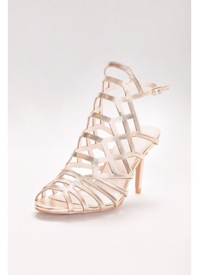 yellow caged heels